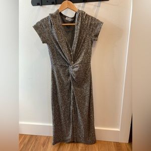 Disco friends grey stretchy knit maxi dress